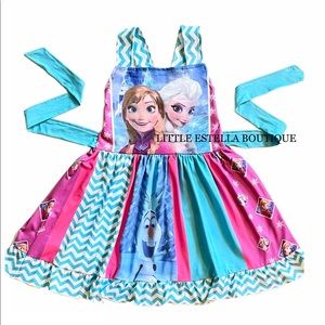 Girls Frozen Princess Elsa Anna Twirl Dress